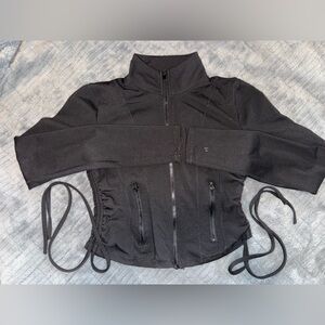Black Zip-Up Jacket with Drawstring